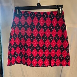 SO Pink and Black Argyle Mini Skirt